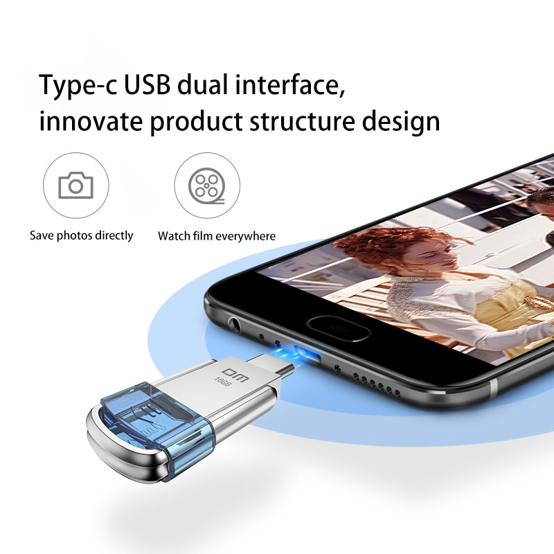 DM Type-C USB C USB 3.0 Flash Drive 128GB Pen Drive Smart Phone Memory 64GB 32GB 16GB Mini USB Stick USB-C 3.1 Dual Double Plug