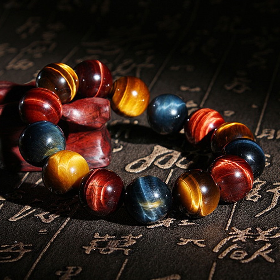 Mode 6/8/10/12/14Mm Kleurrijke Tijger Ogen Kralen Armband Mannen Charm Natuursteen braslet Voor Man Handgemaakte Sieraden Pulseras