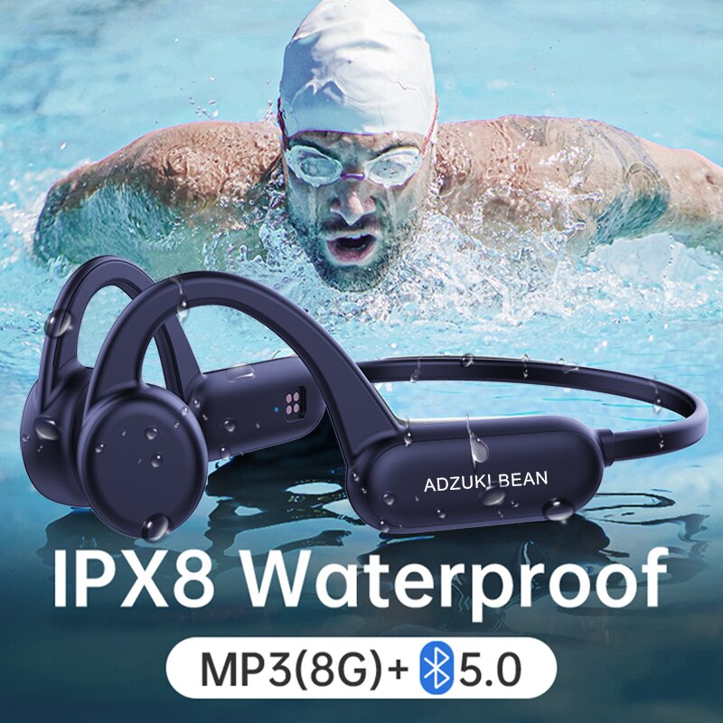 Écouteurs sans fil Bluetooth à Conduction osseuse, casque d&#39;écoute étanche avec Microphone, mémoire de 8 go, natation, Sport, musique, TWS, IPX8