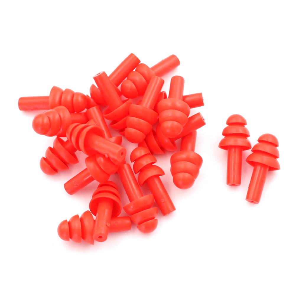 Tapones de silicona blanda para los oídos, para los oídos, para el estudio, para dormir, nadar, deportes acuáticos, cómodos, 10 pares: Rojo
