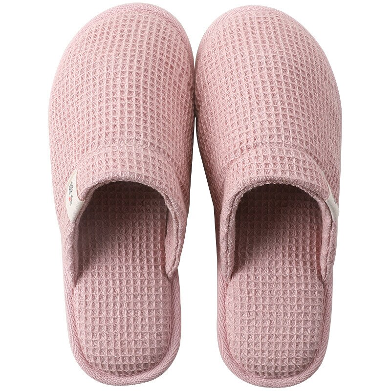 Fujin lin tøfler dame sommer Brann årstider stum sklisikker myk bunn tøfler herre hjemme deodorant tøfler: Rosa / 39-40(24.5-25cm)