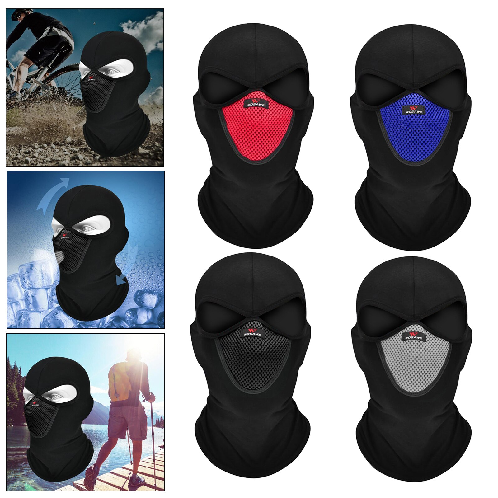 2-Hole Knitted Full Face Cover Ski Neck Gaiter, Winter Balaclava Warm Knit Beanie for Outdoor Sports and Winter Activities