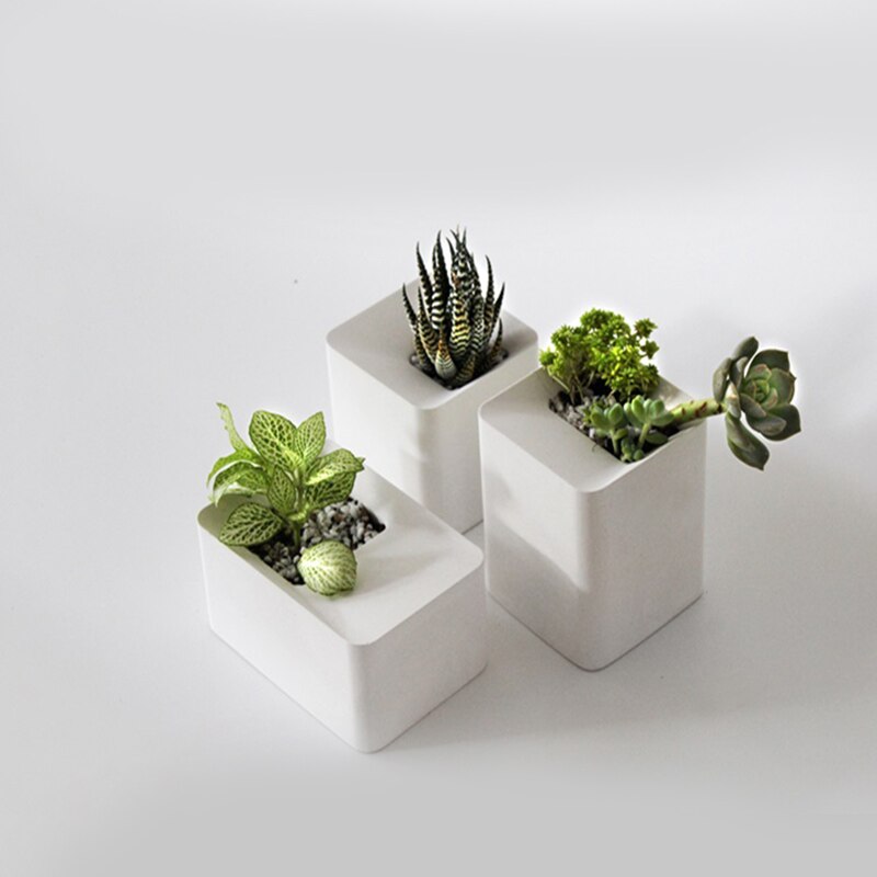 Molde rectangular grande de cemento para maceta de silicona, jarrón para el hogar, decoración de plantas suculentas, maceta de hormigón, moldes de jarrón de lápiz