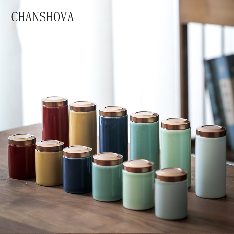 CHANSHOVA einfarbig Kleine und große Porzellan Tee Caddie kanister Versiegelt keramik glas Chinesischen Tee lagerung Kasten Container H293