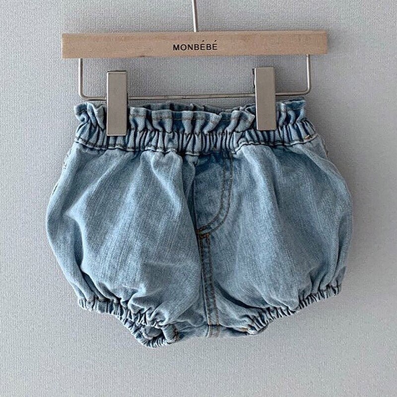 Sommer baby shorts ensfarvede korte bukser baby drenge denim shorts spædbørn piger pp bukser børn fritidsbukser