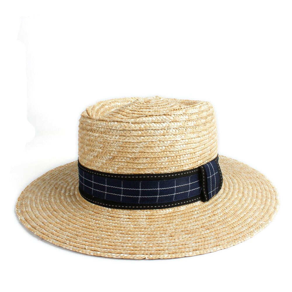 Zomer 100% Tarwe Stro Vrouwen Mannen Pork Pie Hoed Zonnehoed Strand Hoed Dame Brede Rand Schipper Panama Beach Zonnehoed jazz Hoed