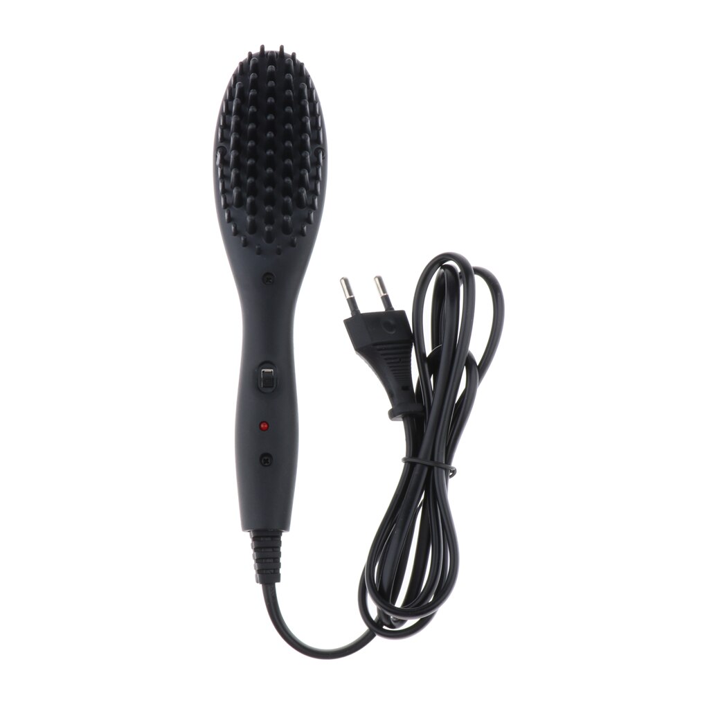 ABS électrique défrisant les cheveux brosse chauffante démêler peigne Anti-brûlure: Black