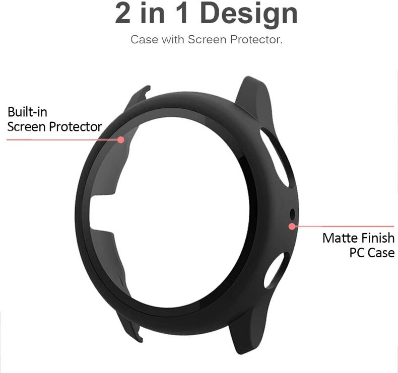 Case+Glass For Samsung Galaxy Watch Active 2 44mm 40mm Tempered Glass Screen Protector Cover Bumper For Samsung Active 2 Case