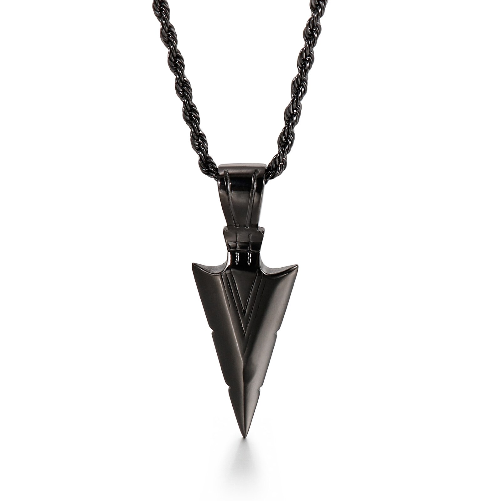 Collier avec pendentif en forme de flèche pour hommes, en acier inoxydable, brillant, de , style Ninja, accessoires Cool pour garçons