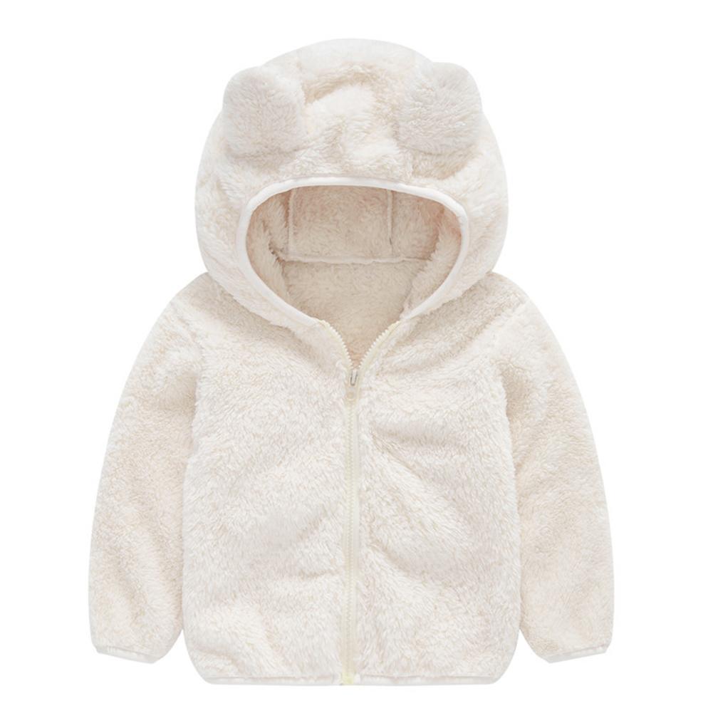 Schattige oren baby kinderjongen meisjes jassen prachtige klassieke textuur delicate winter fleece effen rits hoodies bovenkleding: Wit / 12m