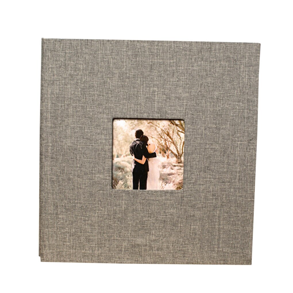 Cloth Cover Self-stick Photo Album Handmade DIY Scrapbook Home Anniversary Picture Album: Gray