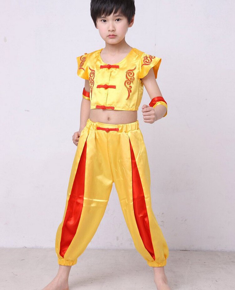 Bambini Cinese Tradizionale Wushu Prestazioni del Costume Del Kimono Judo Kung Fu Tai Chi Marziali Uniforme: YELLOW / XXXL