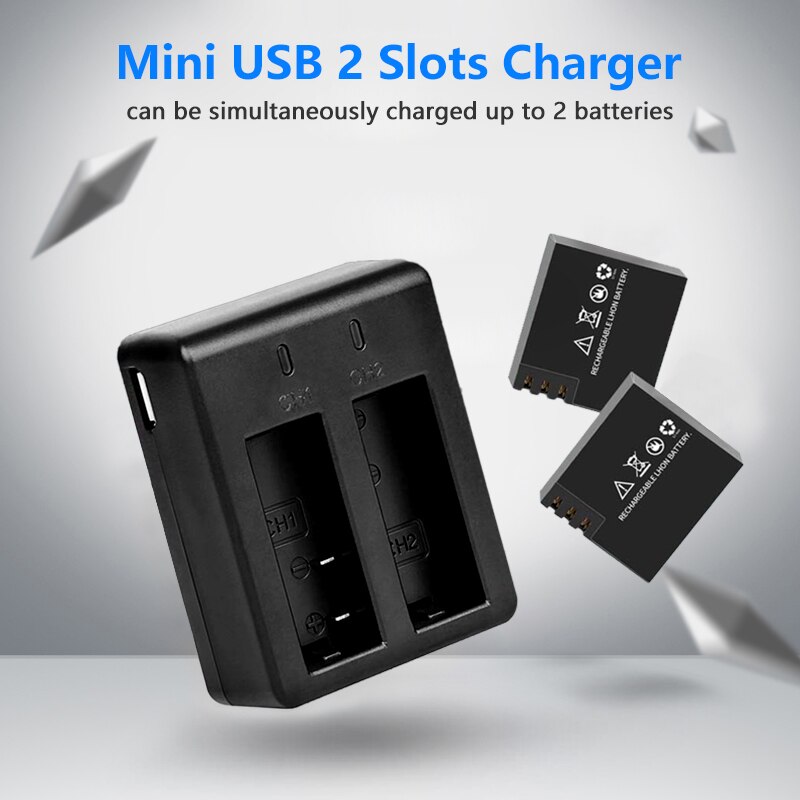 3.7v 900 mah uppladdningsbart kamerabatteri + dubbel batteriladdare för sjcam  sj4000 sj5000 sj6000 sj7000 wifi action kamera batteri