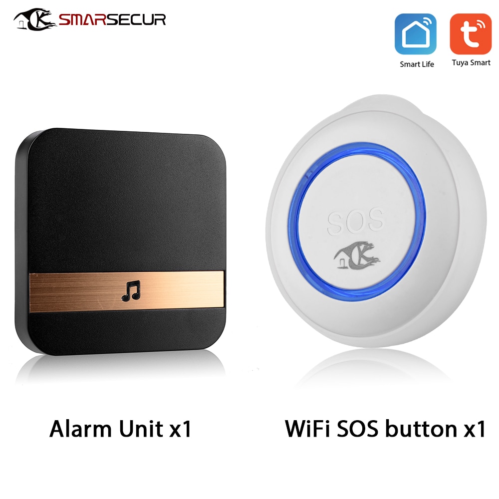TUYA WiFi Wireless SOS Emergency Button Alarm Home Burglar Alarm Sensor 2.4G Panic Button with indoor siren