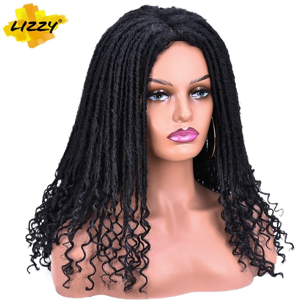 14Inch Godin Faux Locs Pruik Haak Twist Gevlochten Haar Pruiken Voor Zwarte Vrouwen Ombre Dreadlock Soul Godin Locs Korte haar Lizzy