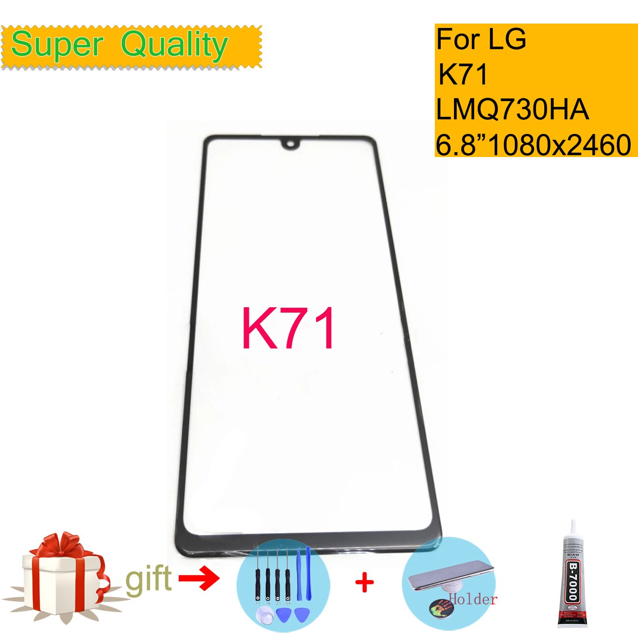 Pantalla táctil frontal de pantalla táctil para LG K71, lente de cristal exterior delantera de 6,8 pulgadas, repuesto de cristal LCD