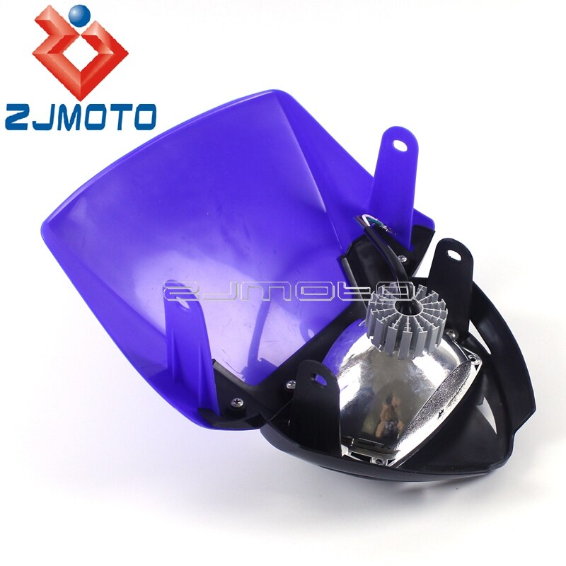 Ensemble universel de phare LED de vélo de saleté pour Yamaha Suzuki YZ YZF WR TT DR RM MX Enduro Supermoto masque de carénage de phare bleu