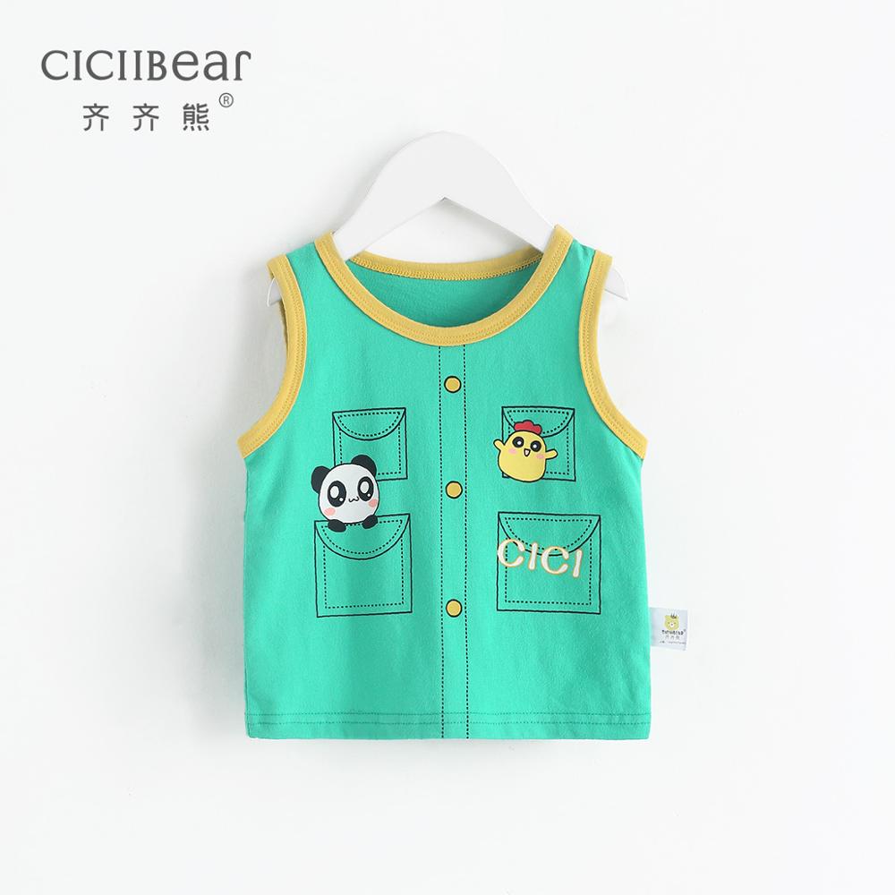 Ciciibear 0-5Y Baby Zomer Katoenen T-shirts Jongens Meisjes Mouwloos T-shirt Cartoon Gedrukt Vest Koreaanse Stijl Kinderen Kleding