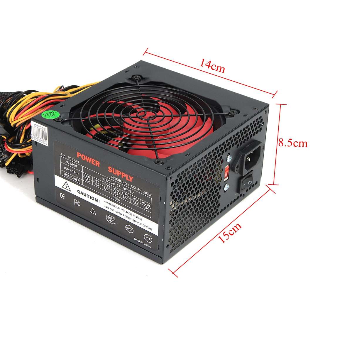 800W Quiet 120mm Fan ATX 12V 4pin PC Power Supply Modular SLI Illuminated Fan for High-end ComputerConfiguration PC