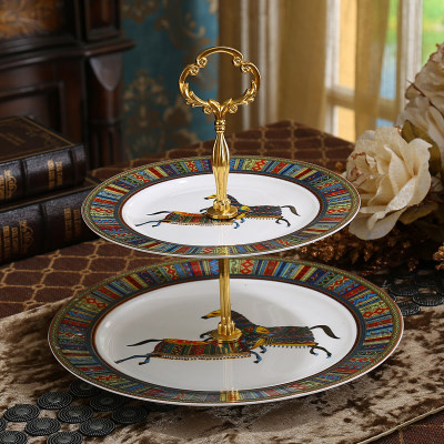Support à Gâteaux 3 étages Personnalisé - Assiettes Vintage - Porcelaine