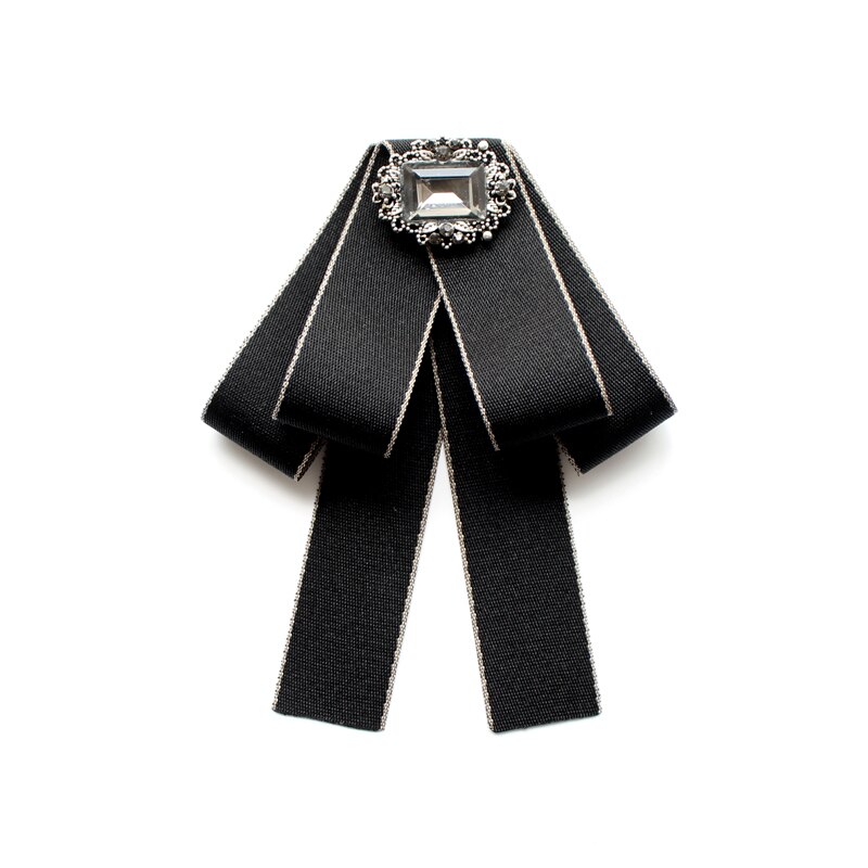 Corbata de lazo de cristal para mujer, corbatas de tela de estilo británico, Retro, arte de tela, Tops, blusa, camisa, accesorios, novedad