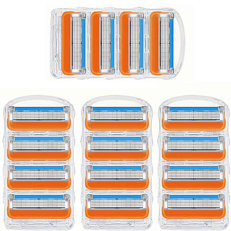 4/8 stuks handmatig scheermes voor mannen, vijf lagen mesjes, zonder meshouder, roestvrijstalen scheermesjes, geen huidbeschadiging, ouderwets scheermes: Zwart