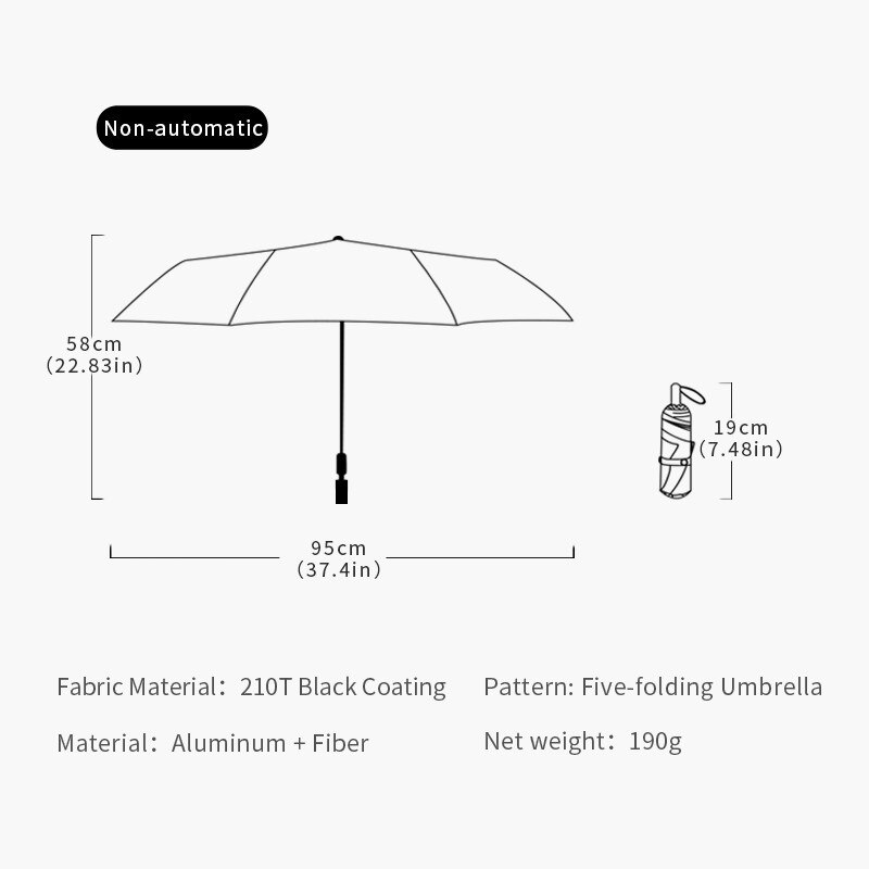 DMBRELLA Small Portable umbrella Men Mini Pocket 5 folding Umbrellas Rain Women Waterproof Travel Parasol Windproof Parasol