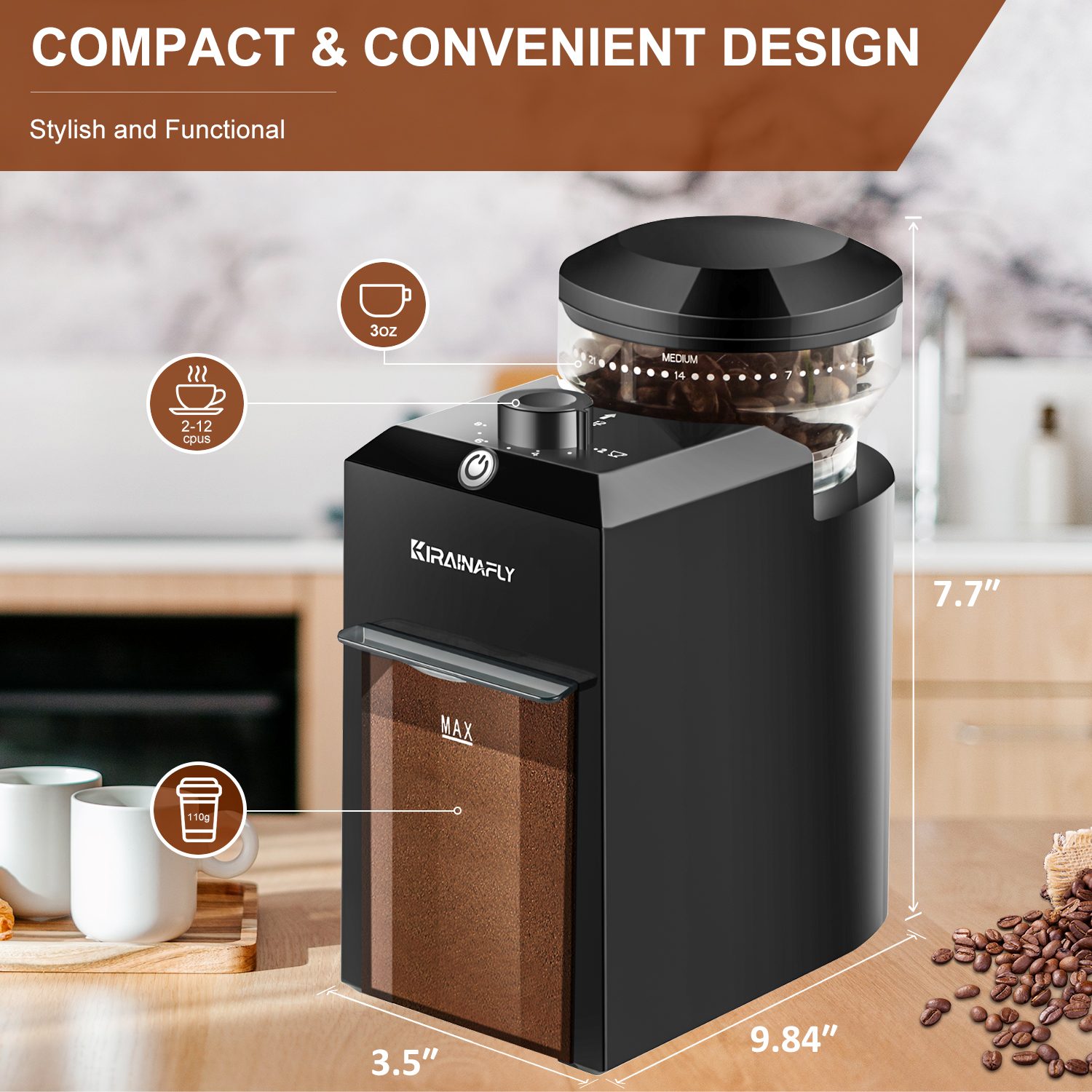 Elektrische braammolen Koffiemolen Automatisch koffiebonen malen met 28 maalinstellingen voor espresso French Press Drip 2-12 Cup