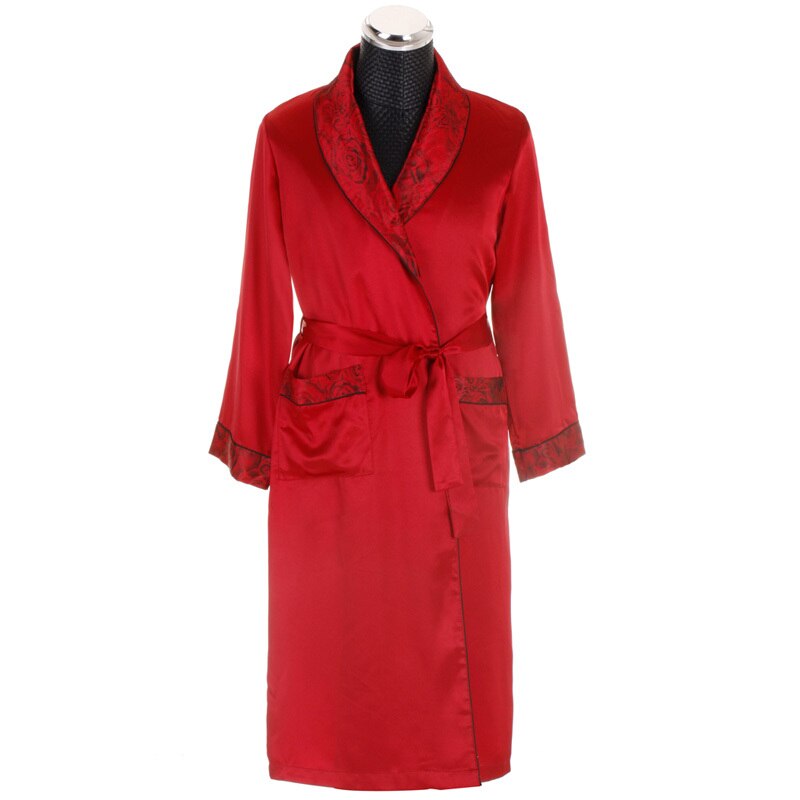 Szlafrok męnarty jedwabny szlafrok z długim rękawem Peignoir kimono męnarty szlafrok odzież dla par Dropshipping: Mens Robe / XL