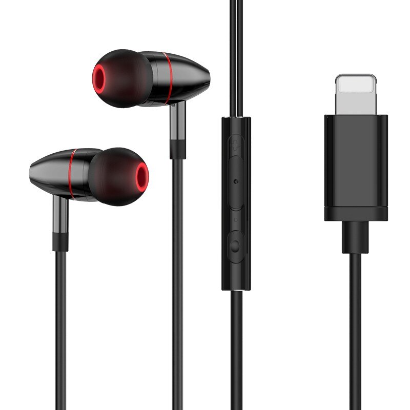 Lightning-koptelefoons, oordopjes voor iphone 11 pro max, voor iphone x, xs max xr, voor iphone 8 plus en voor andere smartphones: Zwart