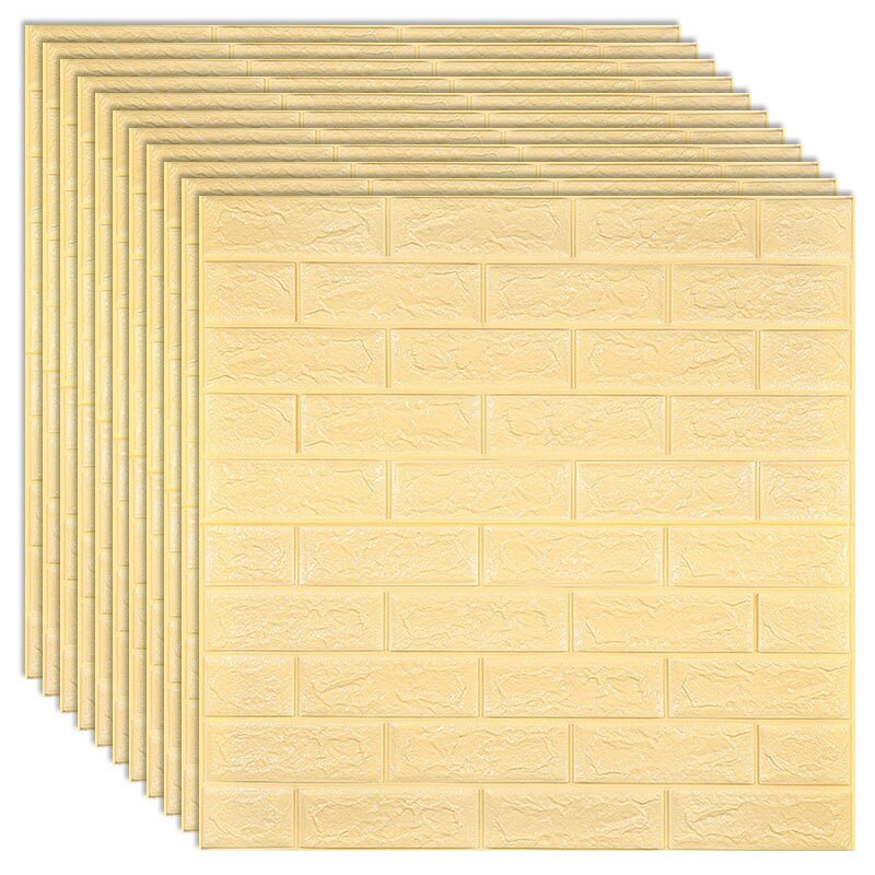 3D Wall Stickers Imitation Brick Bedroom Decor Panel Self-adhesive Wallpaper for Living Room Kitchen TV Backdrop Home Decoration: Light Yellow