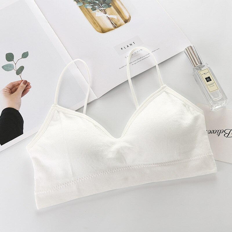 SP&CITY Korean Seamless Sexy Women Bra Yoga Sport Wire Free Bralette Thin Chest Girl Bra Tank Top Lingerie Vogue Girl Underwear: white