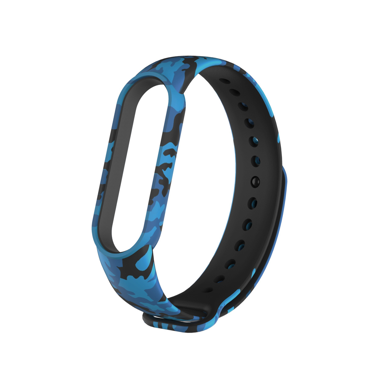 Print Pattern Bracelets Mi Band5 Mi Band 6 Strap Sports Wristband Adjustable Bracelets For Sport Silicone TPU straps: Camouflage blue