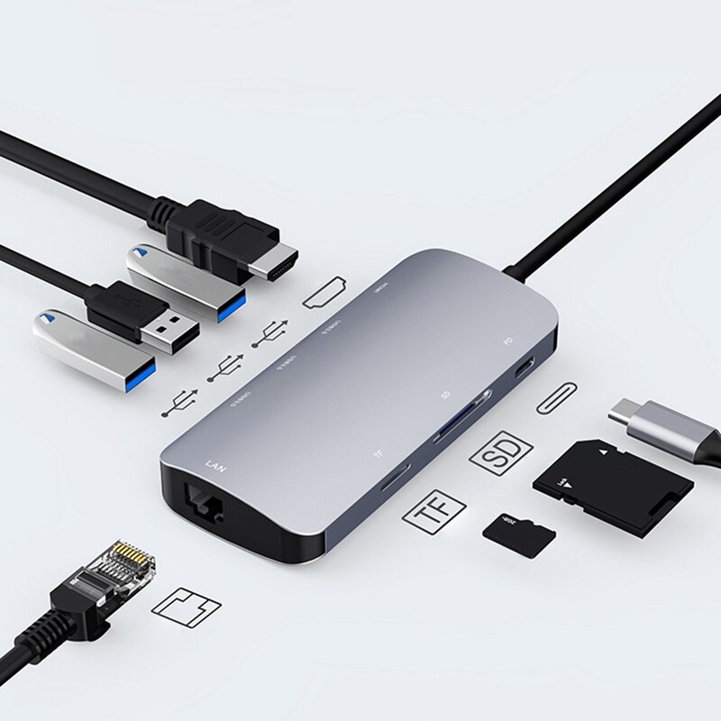 Type-C Docking Station 8-In-1 with Hub Usb-C to HDMI Docking Station PD Charging