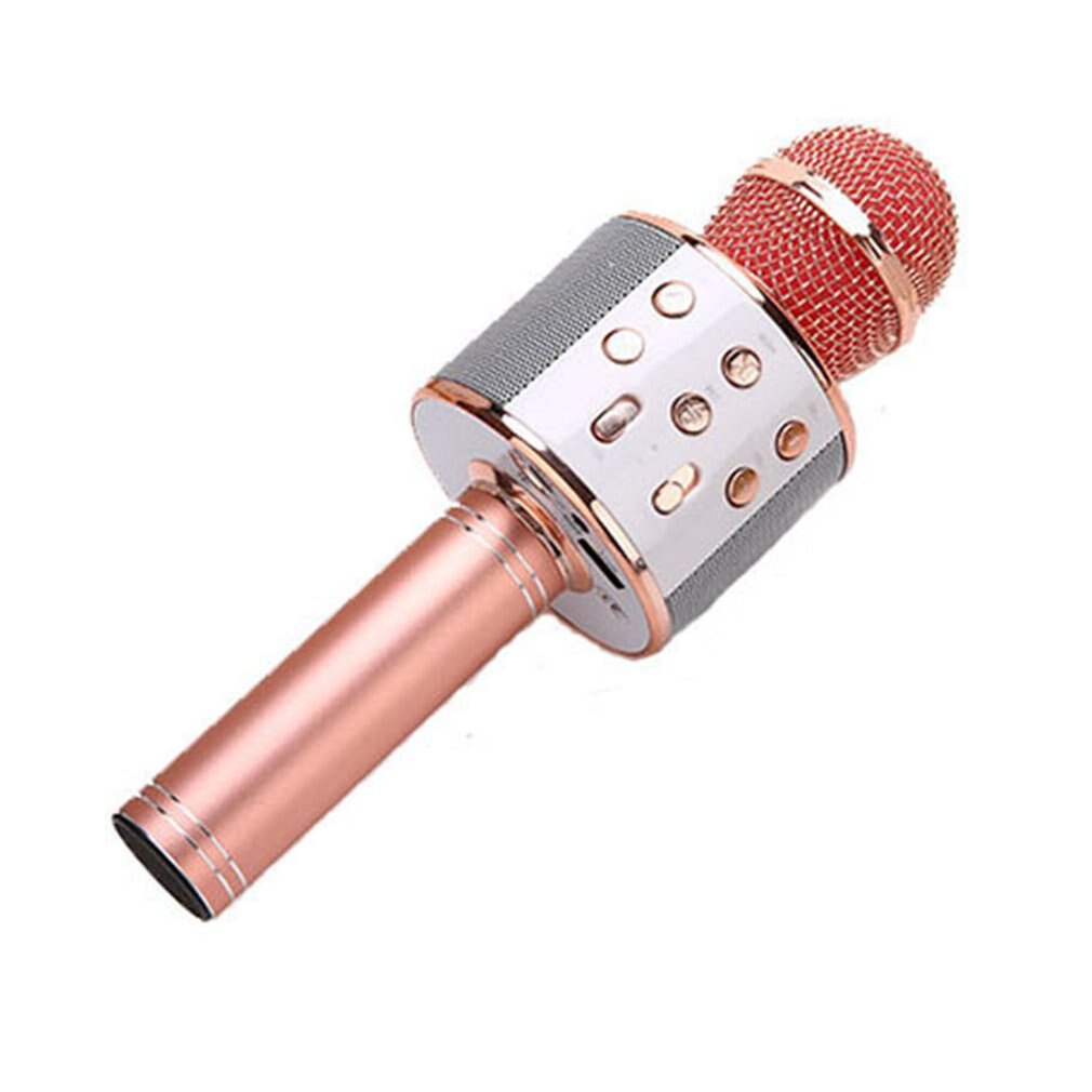 KTV Wireless Karaoke Microphone Bluetooth Handheld Portable Speaker Home KTV Player with LED Lights Christmas Birtay Home Party: Roes Pink