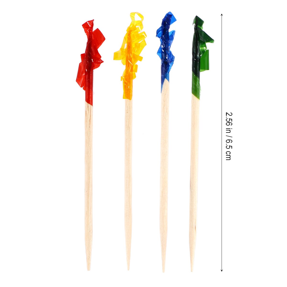 100pcs Bamboo Fruit Picks With Colorful Strip Flower Pick Cocktail Sticks Cocktail Pick Sandwich Fruit Toothpicks Random Color