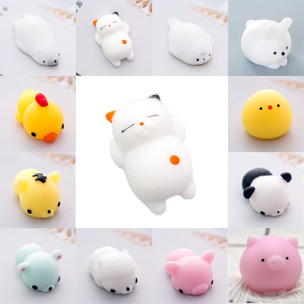 Kawaii eläin mochi squishies lelut söpö mini pehmeä squishy eläimen muoto sika tipu kissa tiikeri stressin helpotus pallot lapset aikuisten lelut: C