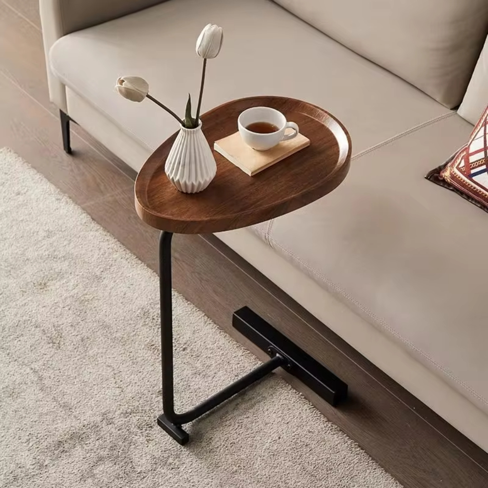 Soffbord massivt trä soffa sängbord läshållare ovala ornament bordsmöbler moderna & enkla hem balkonghörnbord