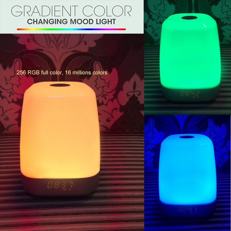 Wake Up Light Beside Lamp Alarm Clock with Sunrise Simulation Pressure Sensor Multicolor Dimmable Night Light