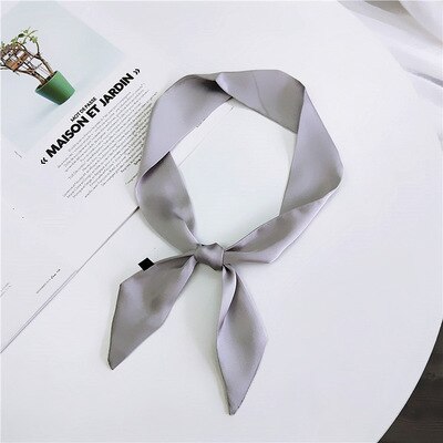 Petit foulard en soie de couleur unie pour femmes, 90x5cm, ruban de poignet tout assorti pour sac à main enveloppé: 1