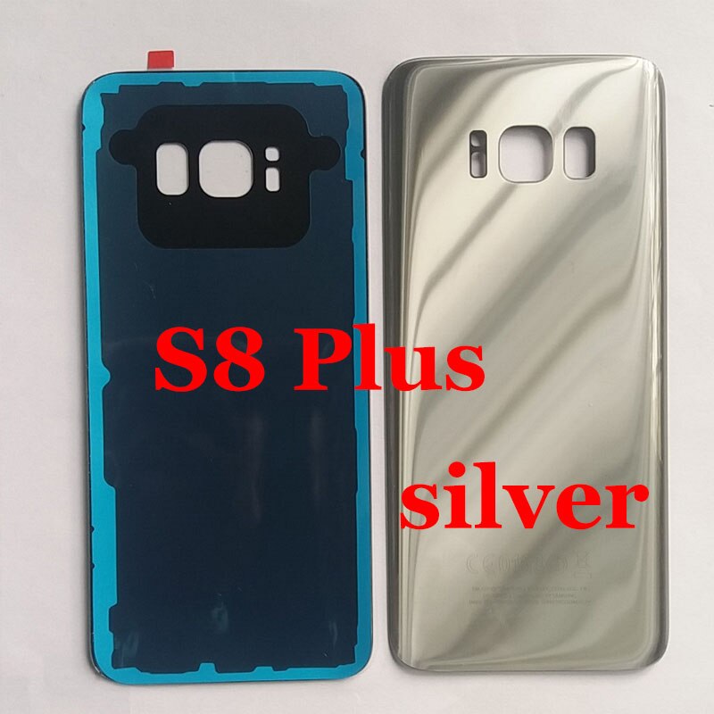 For SAMSUNG Galaxy S8 S8 Plus G950 G950F G950 G955F Back Glass Battery Cover Rear Door Housing Case Adhesive Camera Glass: S8plus Sliver