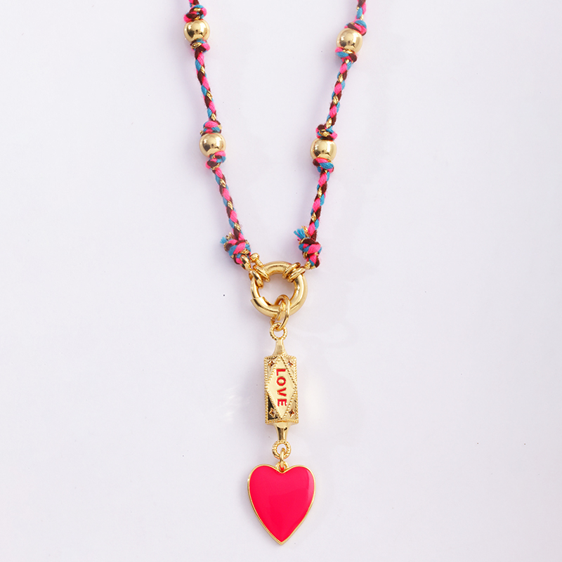 Cordón de algodón natural estilo bohemio, joyería con cuentas anudadas largas, amuleto de suéter de cuerda trenzada colorida, suministros de para de verano y playa: Rojo óxido