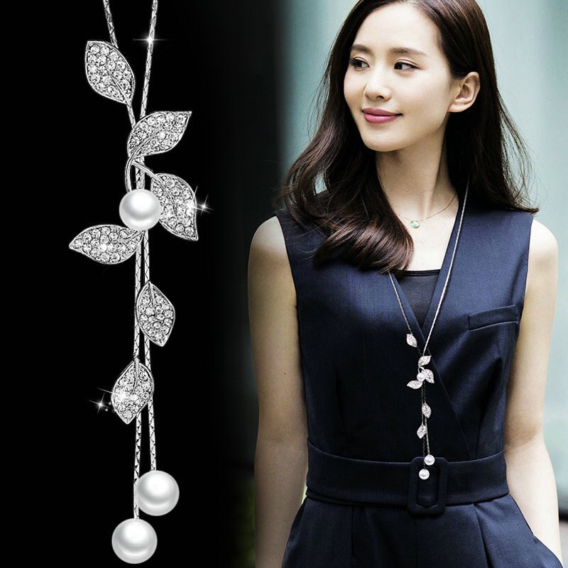 Lange halskæder og vedhæng geometrisk krystal statement halskæde til kvinder collier femme perle choker smykker: Blå zinkbelagt