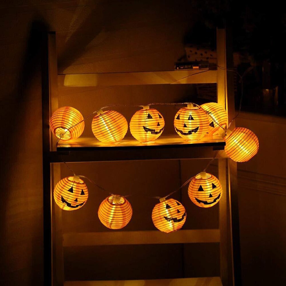 Halloween Lights String 10/20 LED Pumpkin Spider Bat Skull Light Battery Operated for Indoor Outdoor Party Decorations: Pumpkin Lantern / 3M 20leds