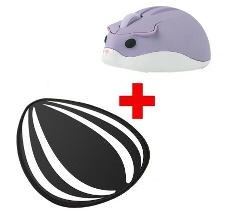 2.4G Wireless Mouse Hamster Cartoon Ergonomic 1200DPI 3D Optical Gaming With Mouse Pad Kids For PC Laptop: purple and pad