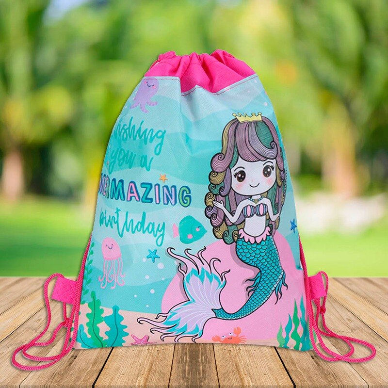 Offre spéciale sac de cordon de sirène pour les filles voyage paquet de rangement bande dessinée école sacs à dos enfants directe de couleur aléatoire