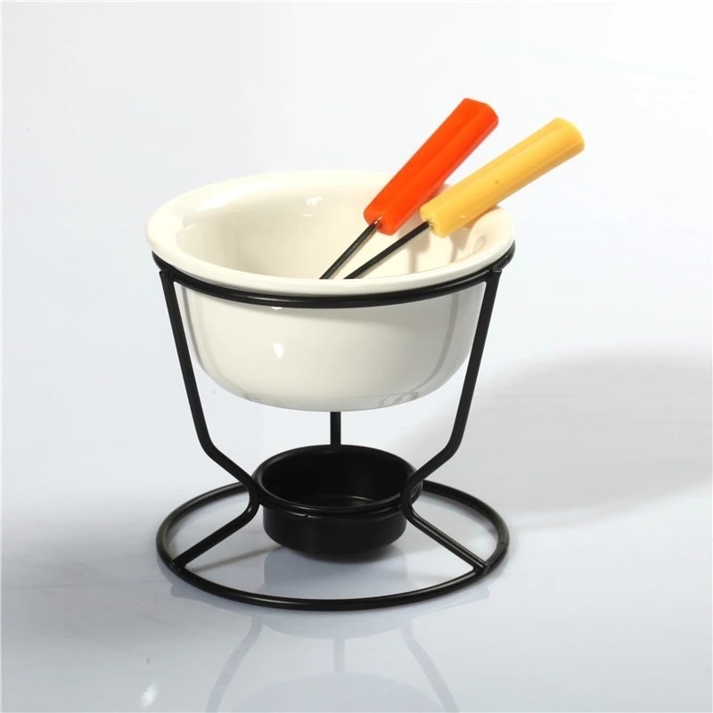 Fondue Pot Ceramic Fondue Melting Furnace Ice Cream Fondue Choco Marie Chocolate Fondue Melted with Sturdy Metallic Stands