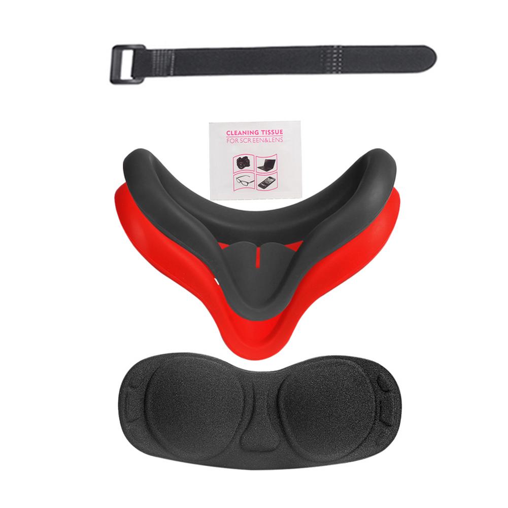 Capa de silicone durável confortável blindfold fita anti-fora alça de mão conjunto para oculus quest 2 óculos vr accesorios: Black red