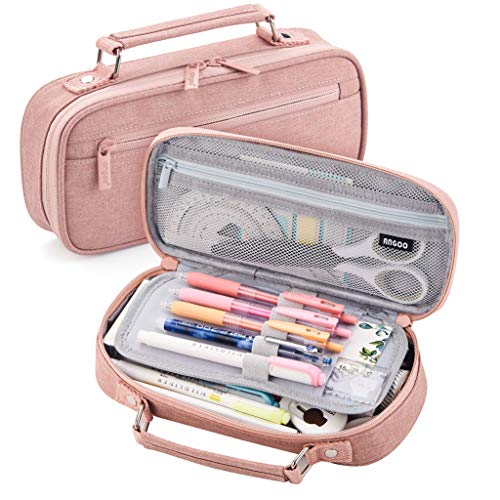 Schule Bleistift Fall für Kinder Große Leinwand Bleistifte Tasche Nette Nette Bleistift Box Doppel Layered Pencilcase Tasche Schule Student Lieferungen: Blue-pencil box