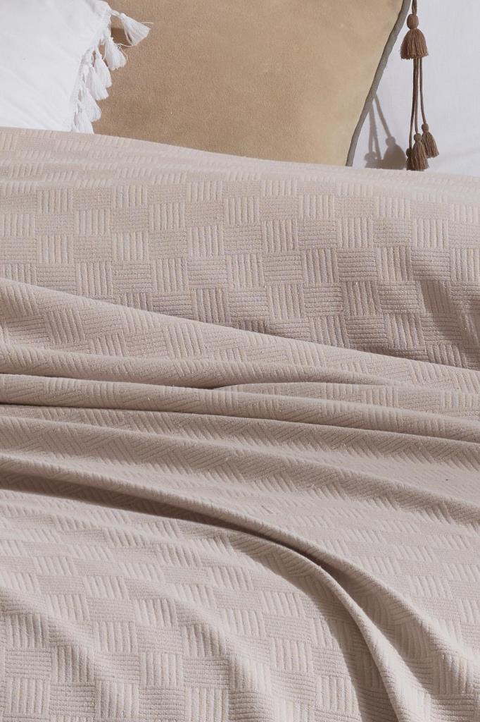 BuanArt Helena Black Loom Woven Double Size Lux Bed Cover, 100 Cotton